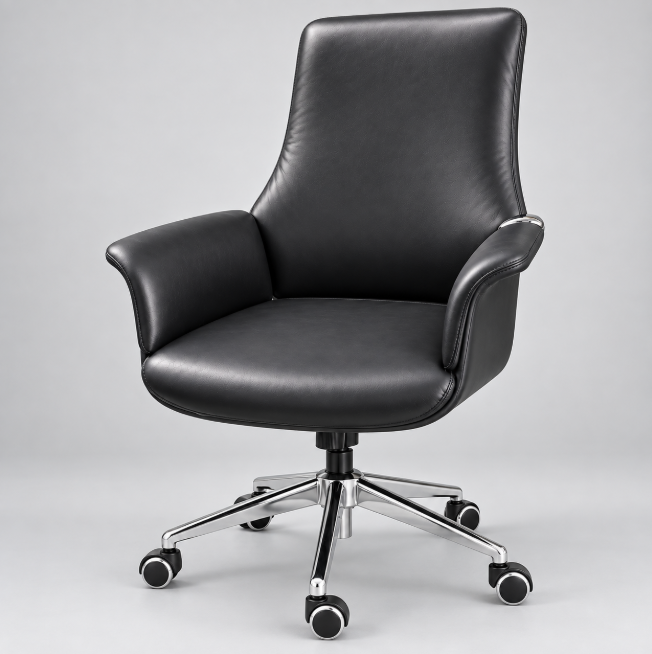 High-Back Executive Office Chair - Sculpted Faux Leather, Black Office Chair Office Chairs