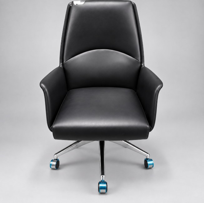 Mid-High Back Executive Office Chair - Contoured Faux Leather, Black Office Chair Office Chairs
