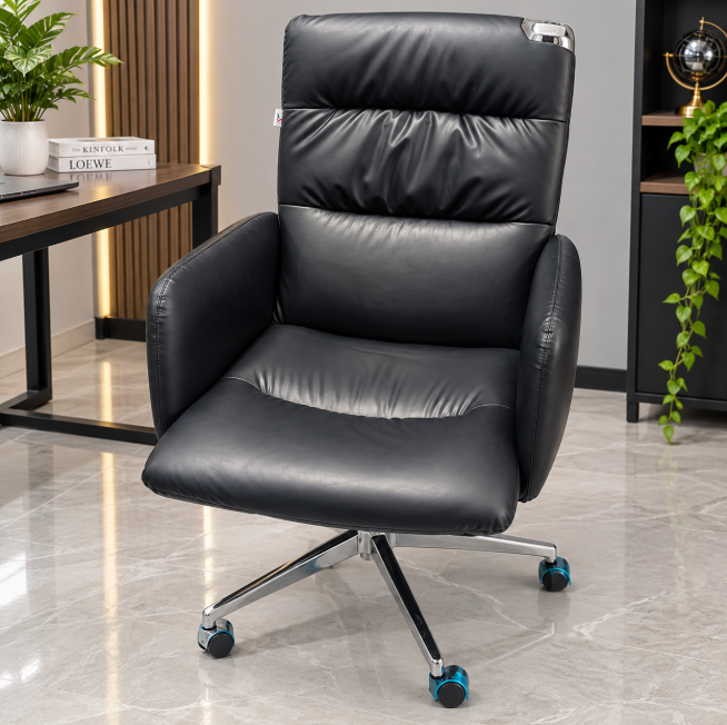 Tufted High-Back Executive Office Chair - Padded Faux Leather, Black Office Chair Office Chairs