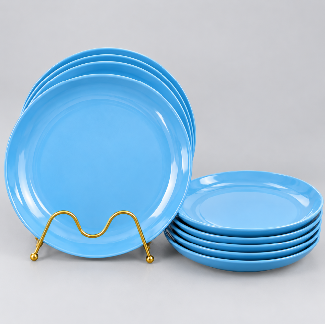 Sky Blue Glazed Ceramic Dinner Plates - Set of 6 Dinner Plates Plates