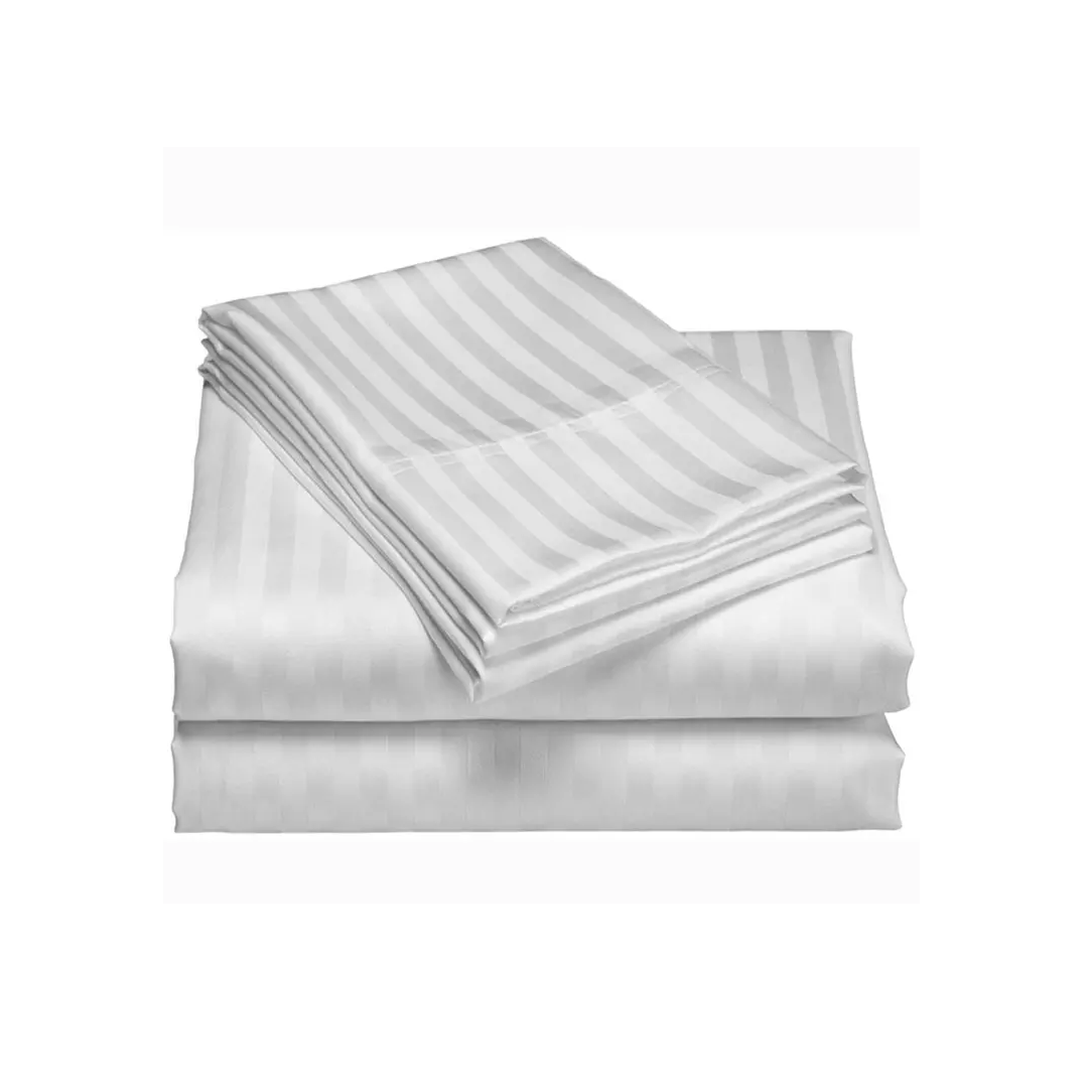 Set of 2 Striped Cotton Bedsheets 6x6 Size Includes 2 Bedsheets & 2 Pillowcases