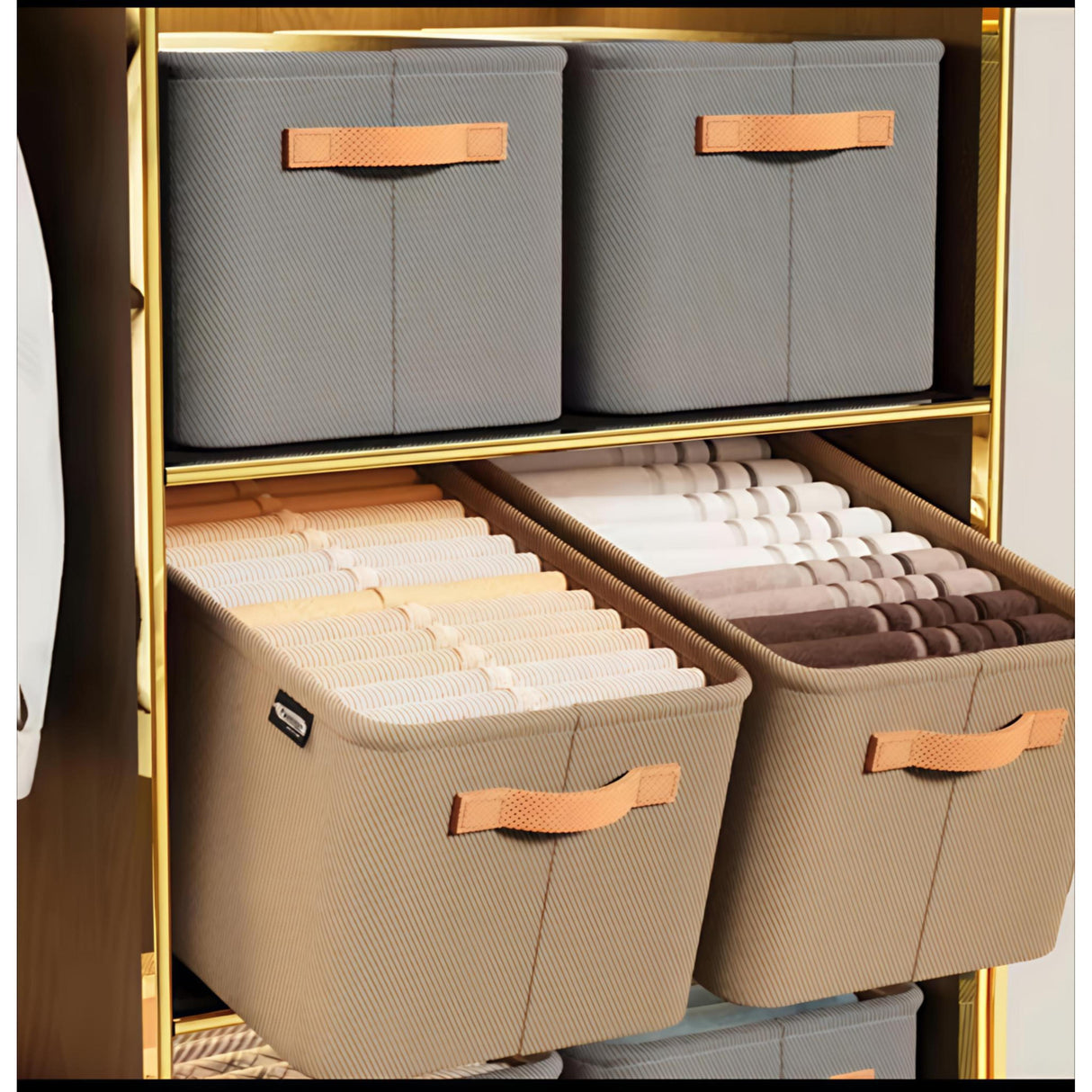 Set of 3 Foldable Closet Organizers Space-Saving Drawer Storage Boxes