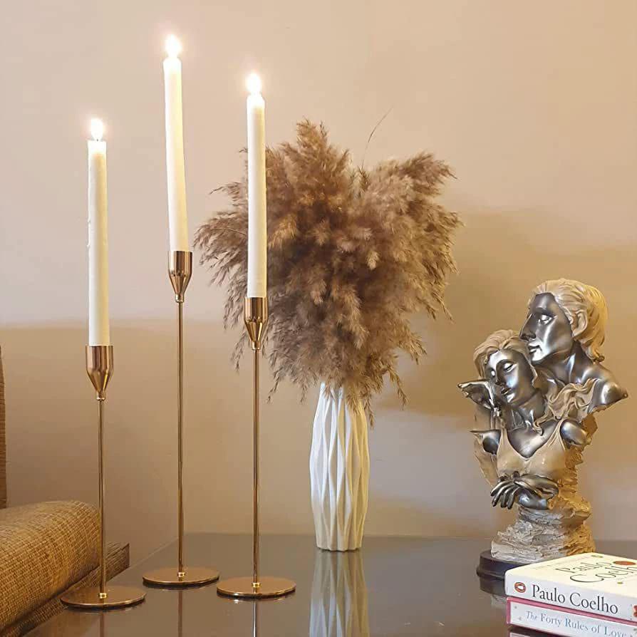 Set of 3 Luxurious Metallic Candle Holders in Different Sizes Candle holder Candle Holders