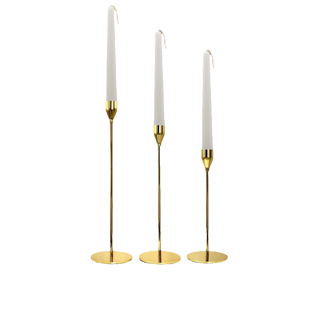 Set of 3 Luxurious Metallic Candle Holders in Different Sizes