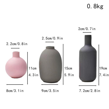 Set of 3 Simple Elegant Vases – Muted Color Ceramic Decor for Modern Interiors