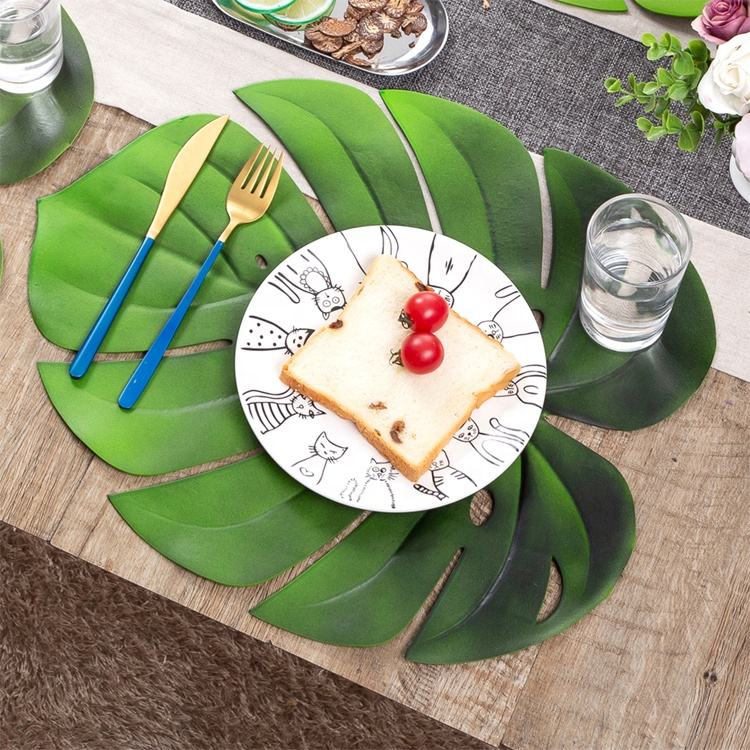 Green Leaf Placemats Set | 6-Piece EVA Material, Unique & Durable