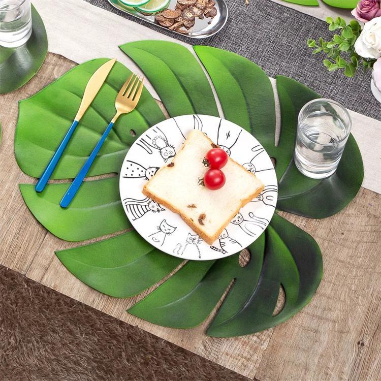 Green Leaf Placemats Set | 6-Piece EVA Material, Unique & Durable Table linen Placemats