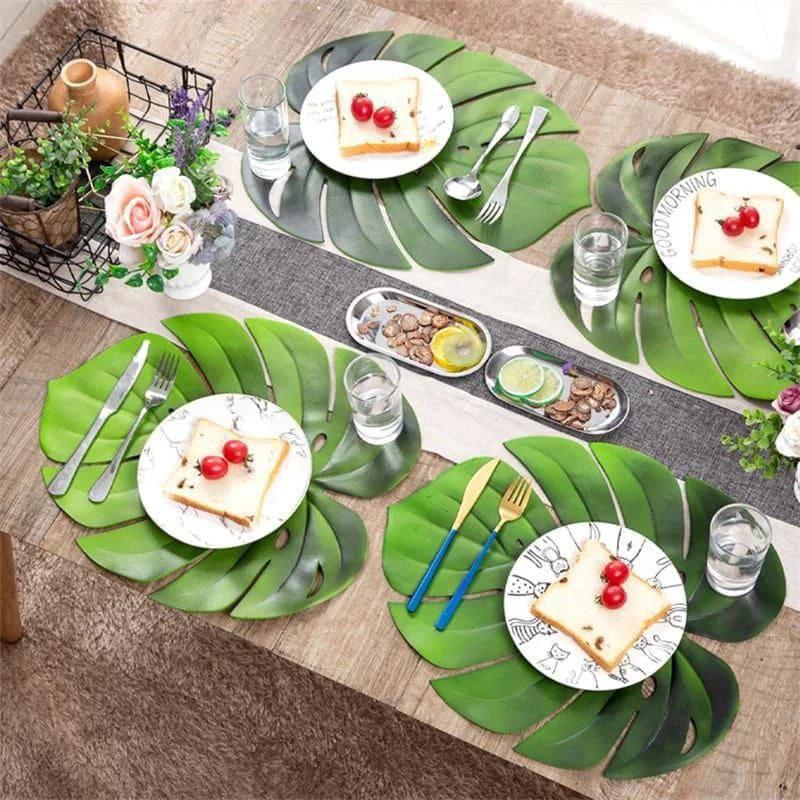 Green Leaf Placemats Set | 6-Piece EVA Material, Unique & Durable Table linen Placemats
