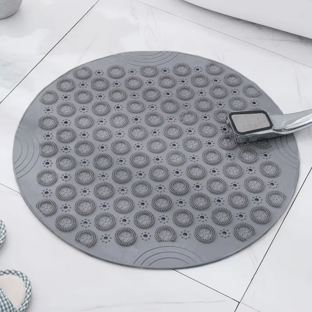 Silicone Round Bathroom Mat 55cm Non Slip with Drain Holes for Shower Safety