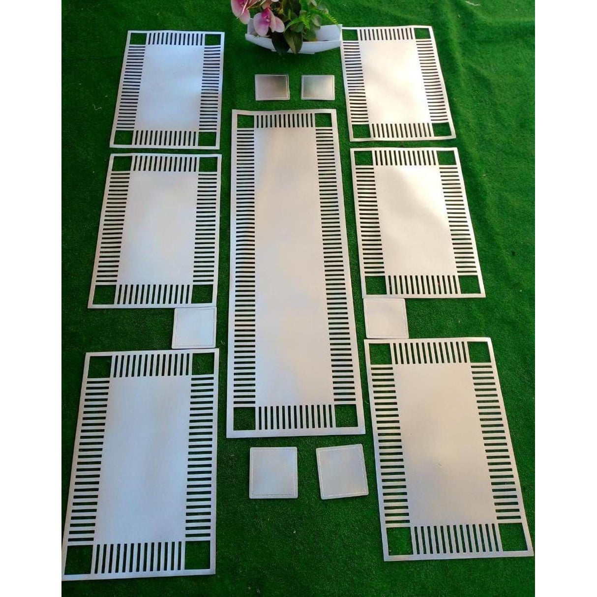 Silver Classy Placemats Set with Table Runner and Optional Coasters