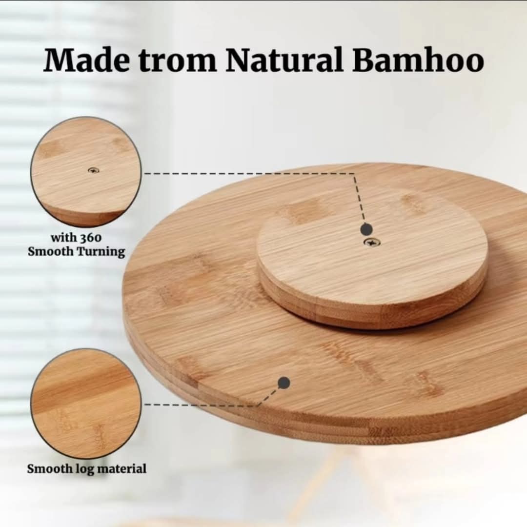Single Layer Bamboo Rotating Spice Rack Lazy Susan Organizer 360° Turntable.