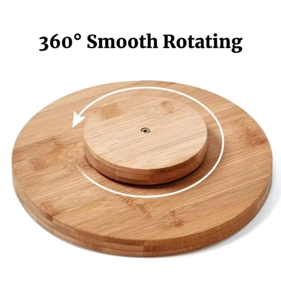 Single Layer Bamboo Rotating Spice Rack Lazy Susan Organizer 360° Turntable.