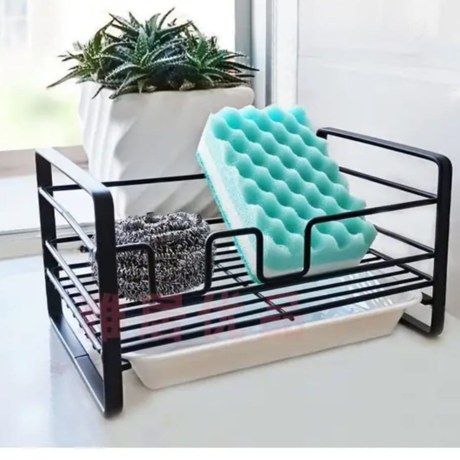 Sink Caddy with Water Tray – Carbon Steel, Anti-Rust Kitchen Organizer