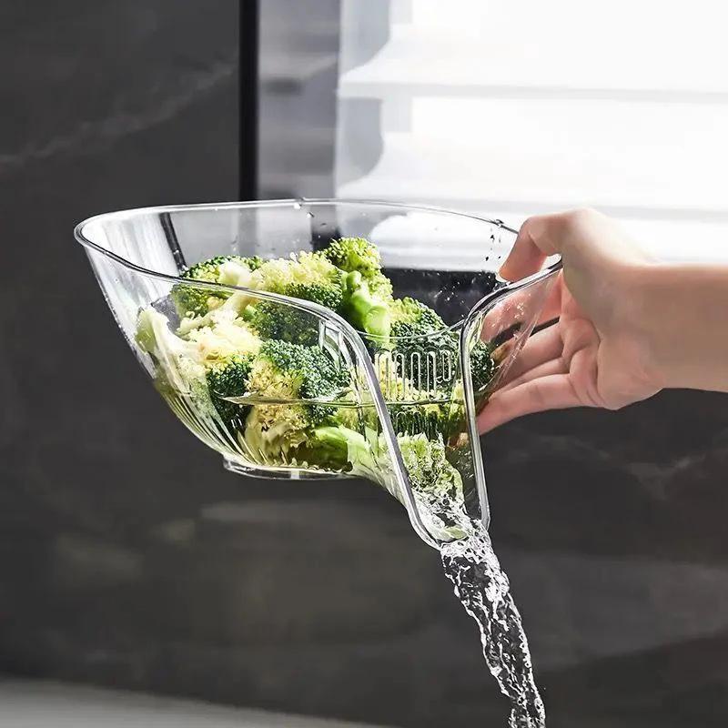 Sink Strainer Drainer Basket Colander Multi Functional Sink Rinse & Drain Basket Clear Grey Utensils Sink Caddies