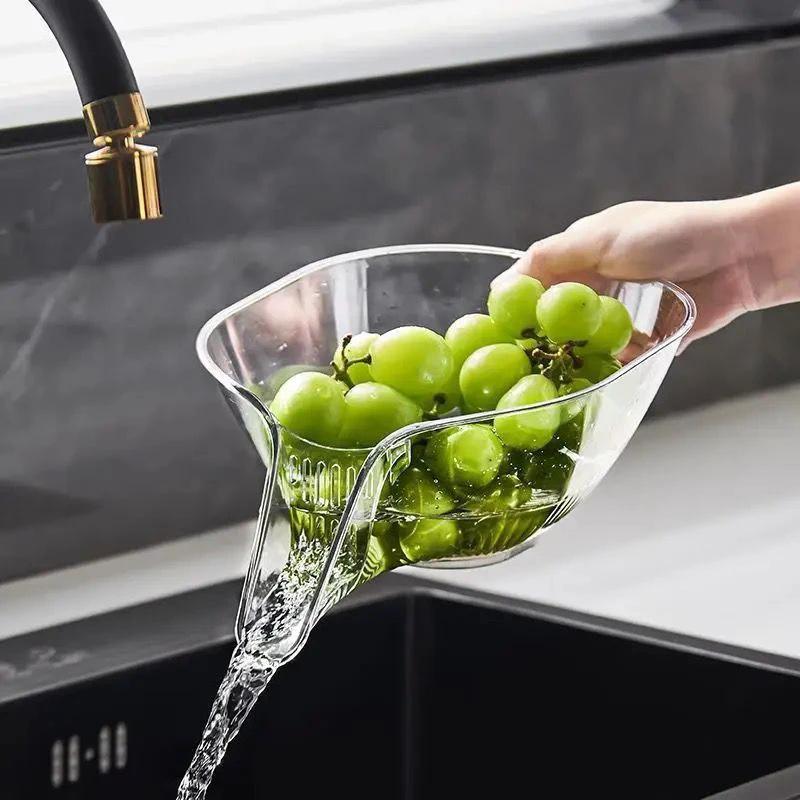 Sink Strainer Drainer Basket Colander Multi Functional Sink Rinse & Drain Basket Clear Grey Utensils Sink Caddies