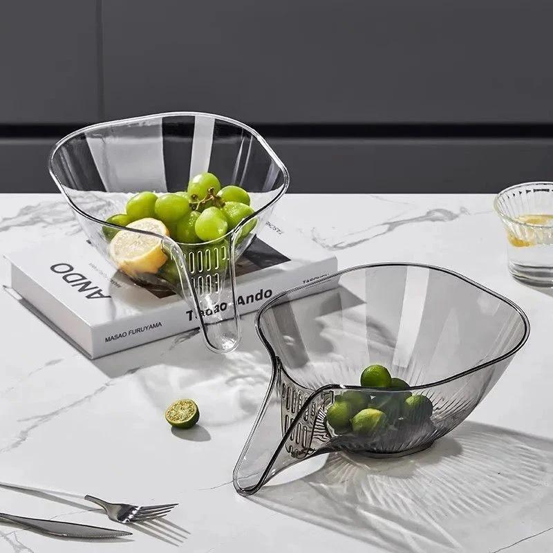 Sink Strainer Drainer Basket Colander Multi Functional Sink Rinse & Drain Basket Clear Grey Utensils Sink Caddies