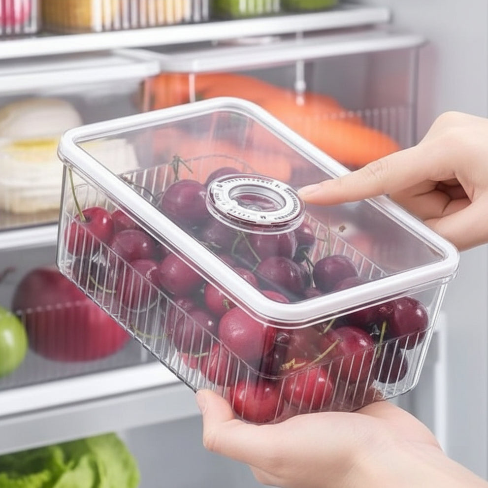 Sleek Acrylic Fridge Storage Container with Date Tracker – 24.5x16.2x11.5cm Fridge Storage Food Storage Containers