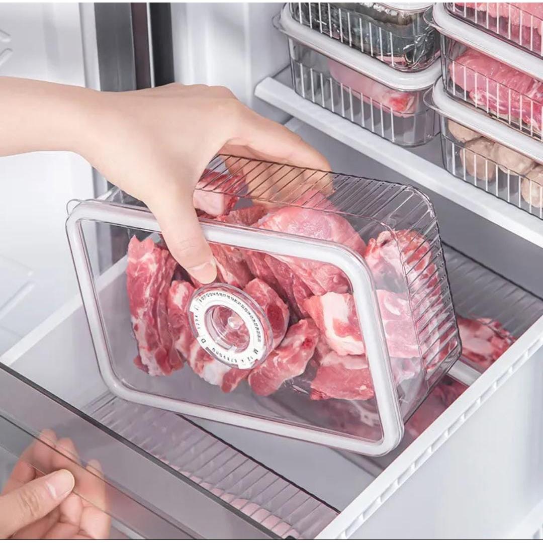 Sleek Acrylic Fridge Storage Container with Date Tracker – 24.5x16.2x11.5cm