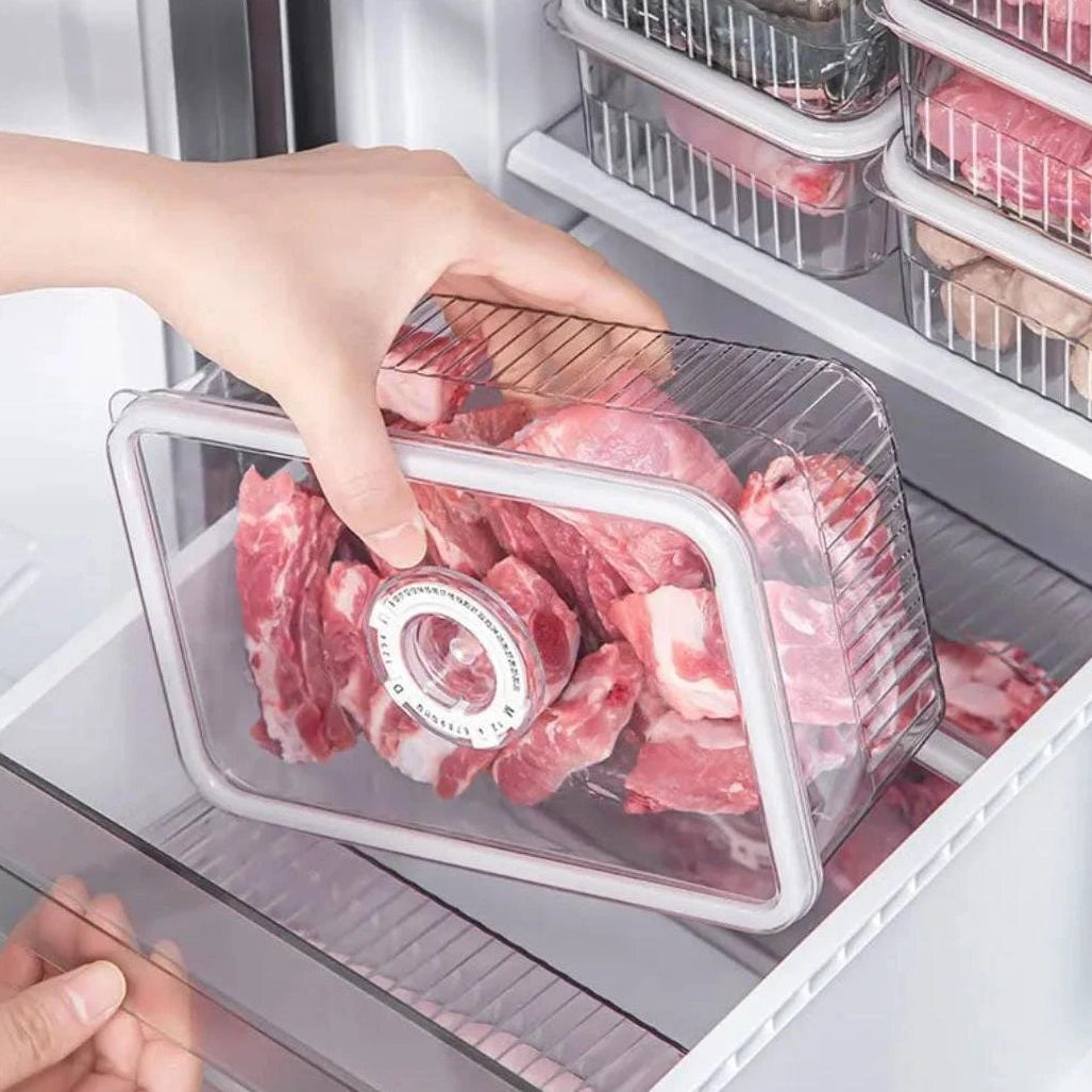 Sleek Acrylic Fridge Storage Container with Date Tracker – 24.5x16.2x11.5cm Fridge Storage Food Storage Containers