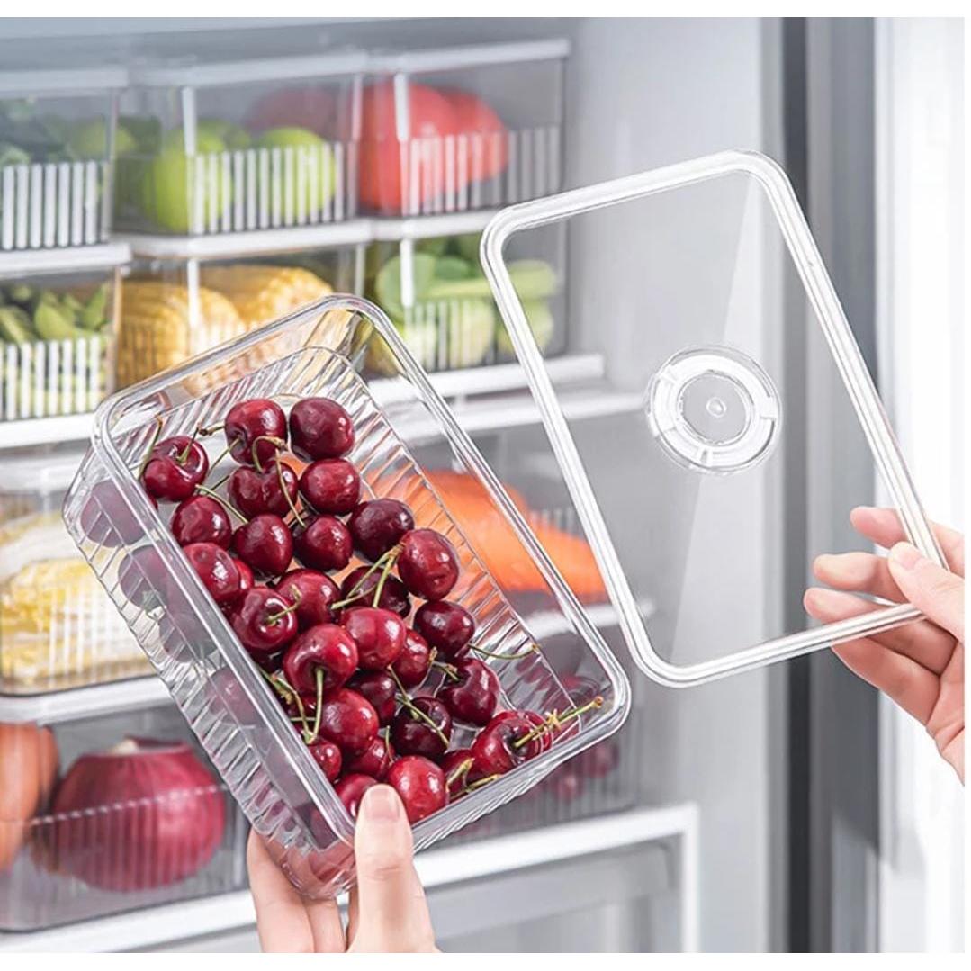 Sleek Acrylic Fridge Storage Container with Date Tracker – 24.5x16.2x11.5cm