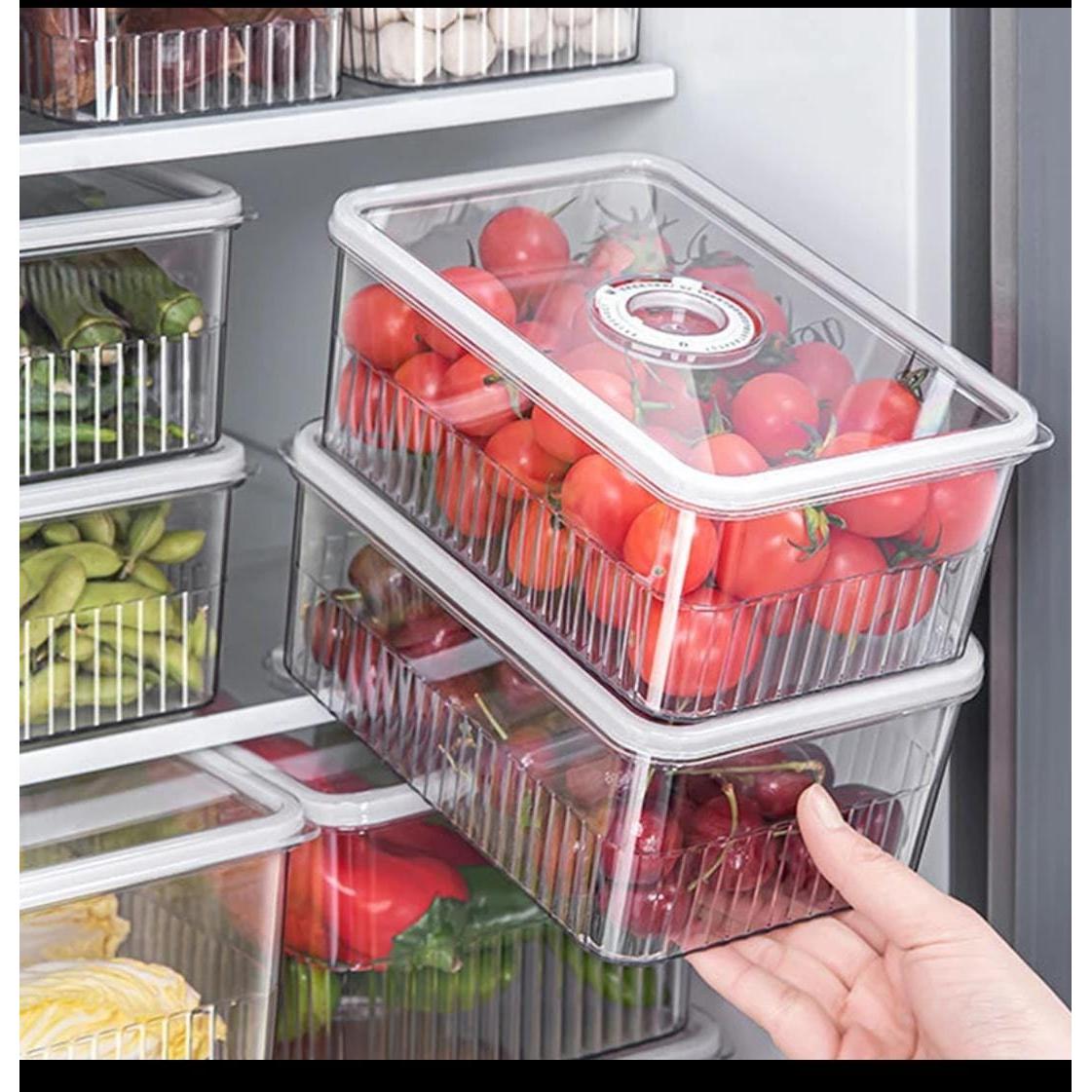 Sleek Acrylic Fridge Storage Container with Date Tracker – 24.5x16.2x11.5cm