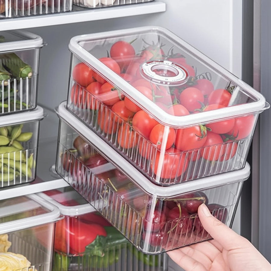 Sleek Acrylic Fridge Storage Container with Date Tracker – 24.5x16.2x11.5cm Fridge Storage Food Storage Containers