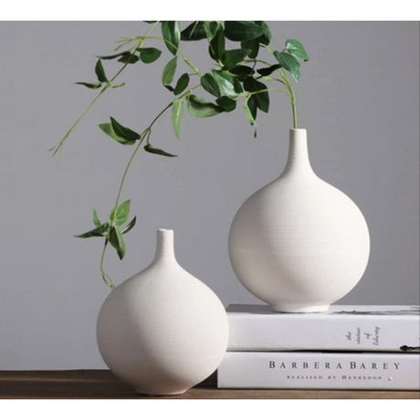 Small Trumpet Brushed Ceramic Vase with Matte Finish – 14x17cm