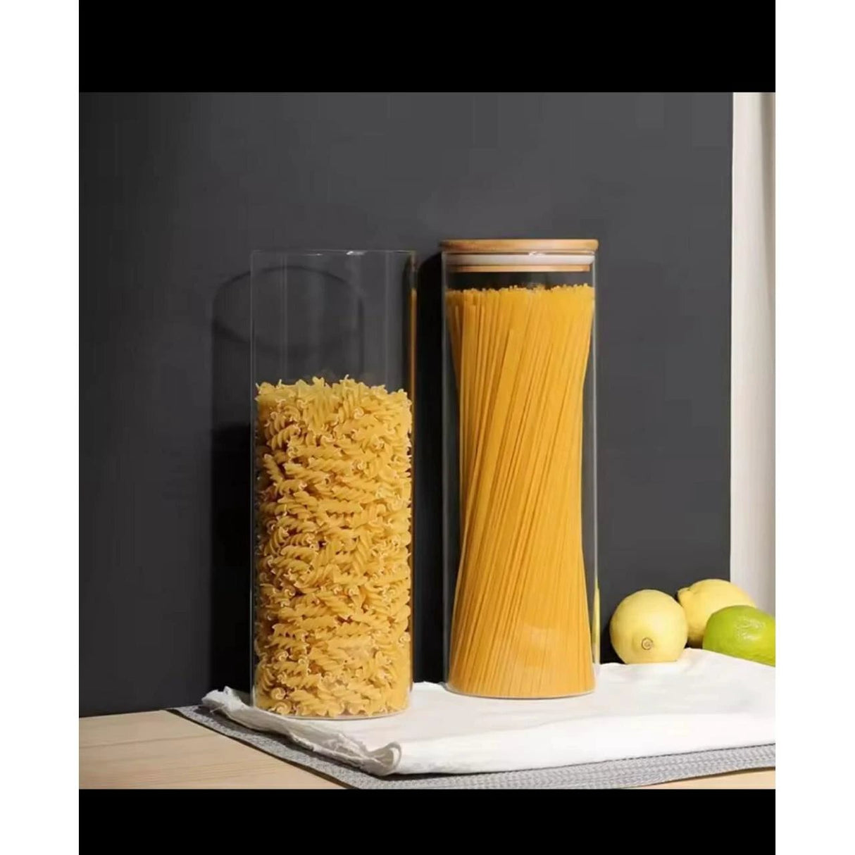 Spaghetti & Cereal Storage Jars 2000ml Borosilicate Glass with Bamboo Lid storage containers Food Storage Containers