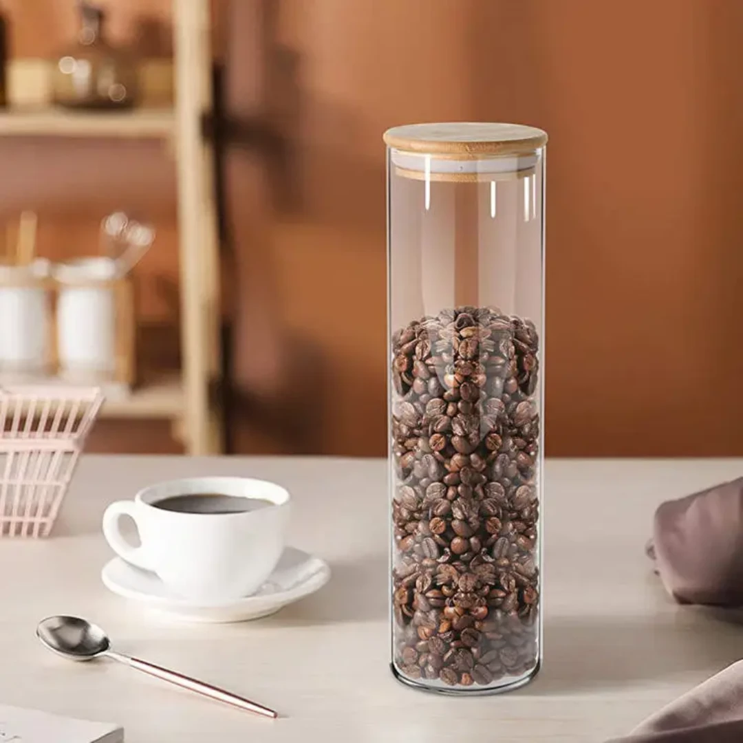 Spaghetti & Cereal Storage Jars 2000ml Borosilicate Glass with Bamboo Lid storage containers Food Storage Containers