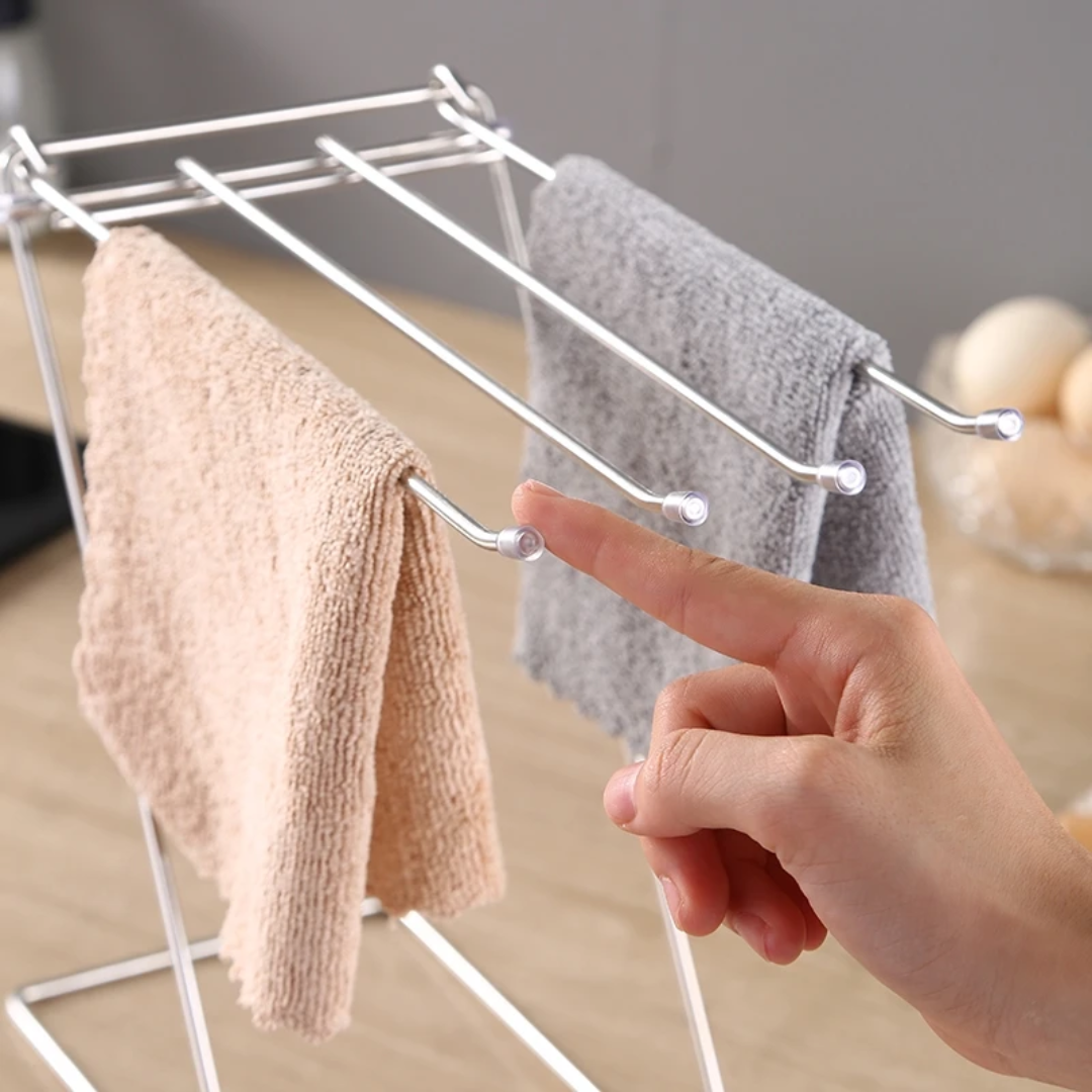 Stainless Steel Dish Cloth and Towel Rack – Wall Mount Kitchen Organizer