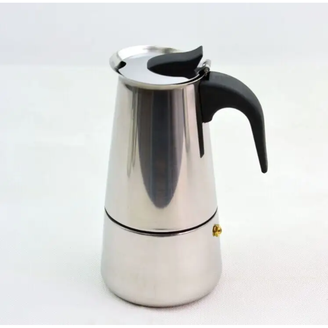 Stainless Steel Espresso Coffee Maker 6 Cup for Full Bodied Brewing on Any Cooktop.