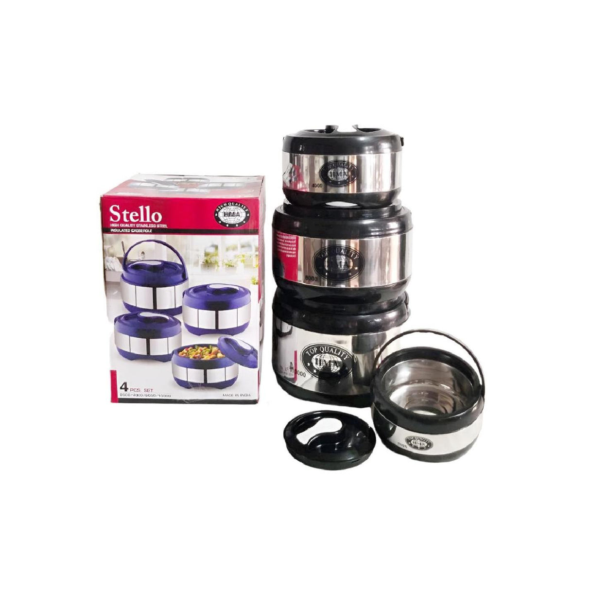 Stainless Steel Insulated Hotpot | Stello Jumbo 4-Piece Set | Premium Food Storage & Serving Containers