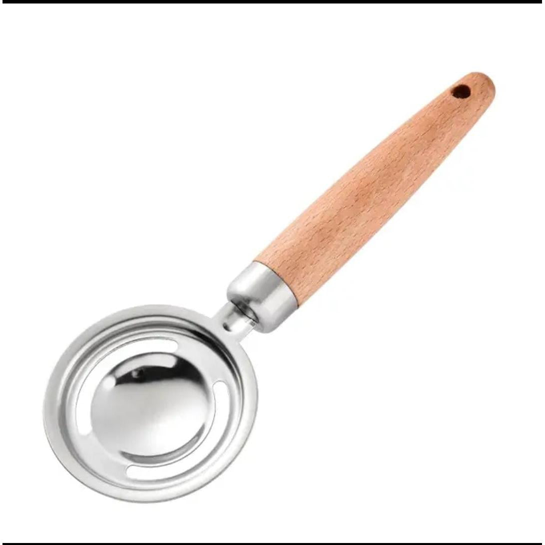 Stainless Steel Kitchen Accessories with Wooden Handles–Whisk, Spatula, Ice Cream Scoop