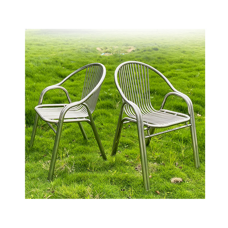 Stainless Steel Multipurpose Seats | Modern Reinforced 304 Chrome Stainless Steel Double Tube Dining Chair