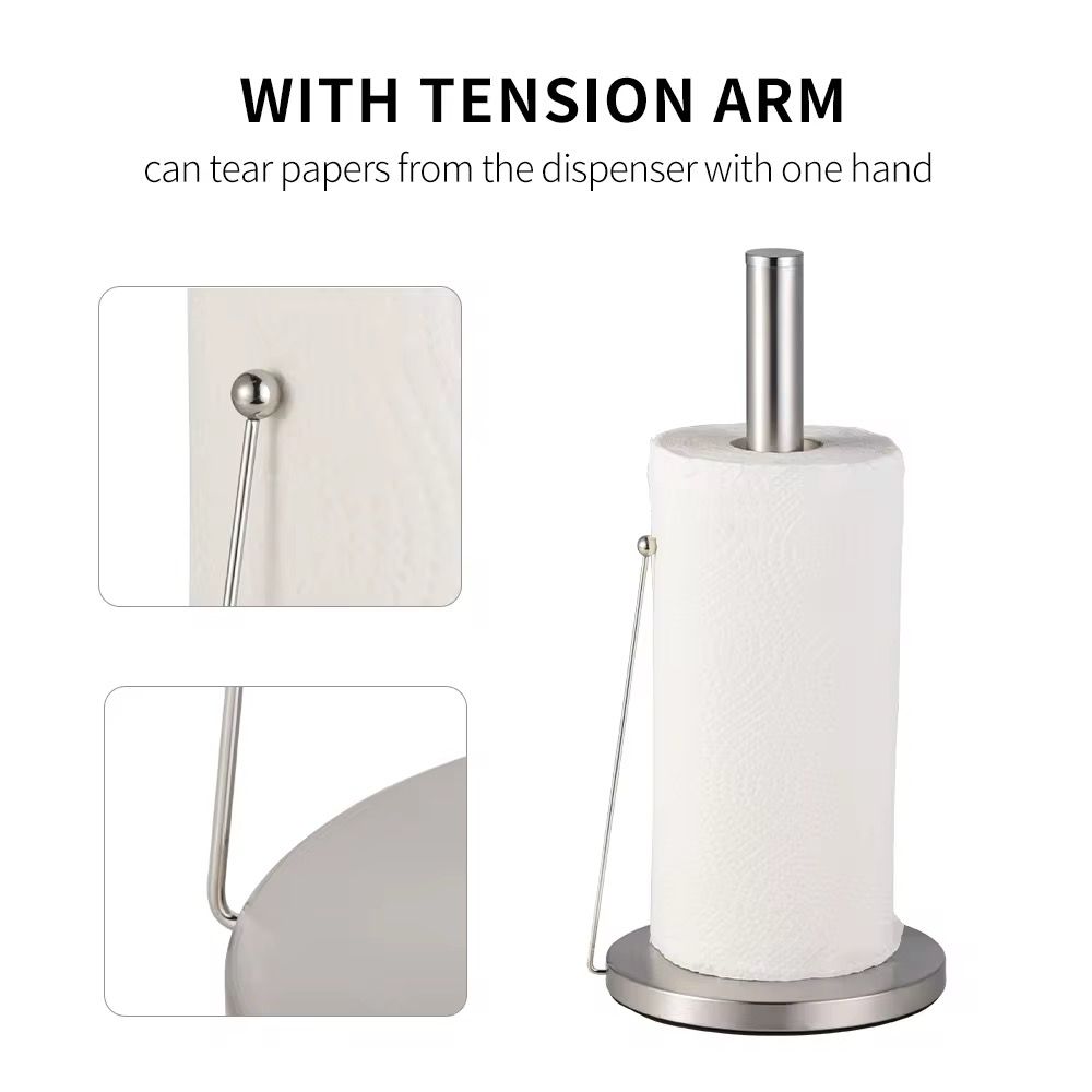 Stainless Steel Rust-Free Paper Towel Holder with Stable Round Base