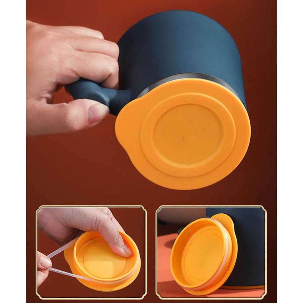 Stainless Steel Water Cup with Handle – 420ml Coffee/Tea Mug for Office and Home