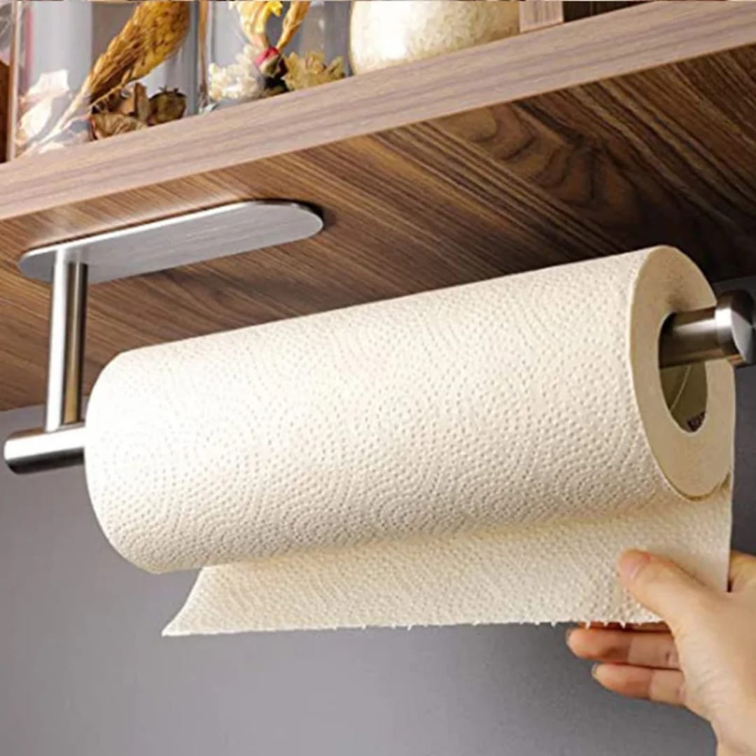 Stainless Wall Mounted Paper Towel Holder (Silver/Black)