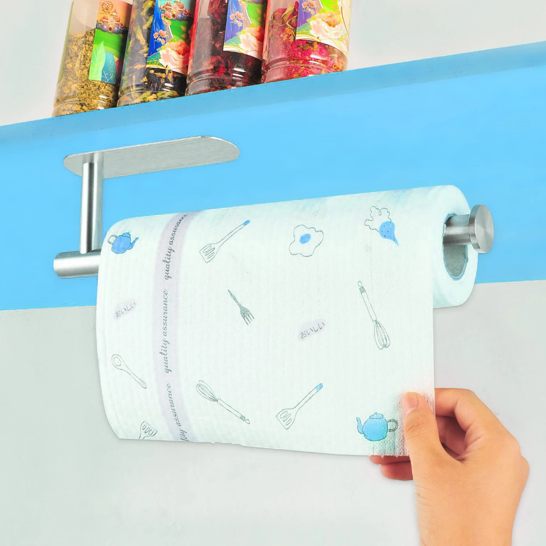 Stainless Wall Mounted Paper Towel Holder (Silver/Black)