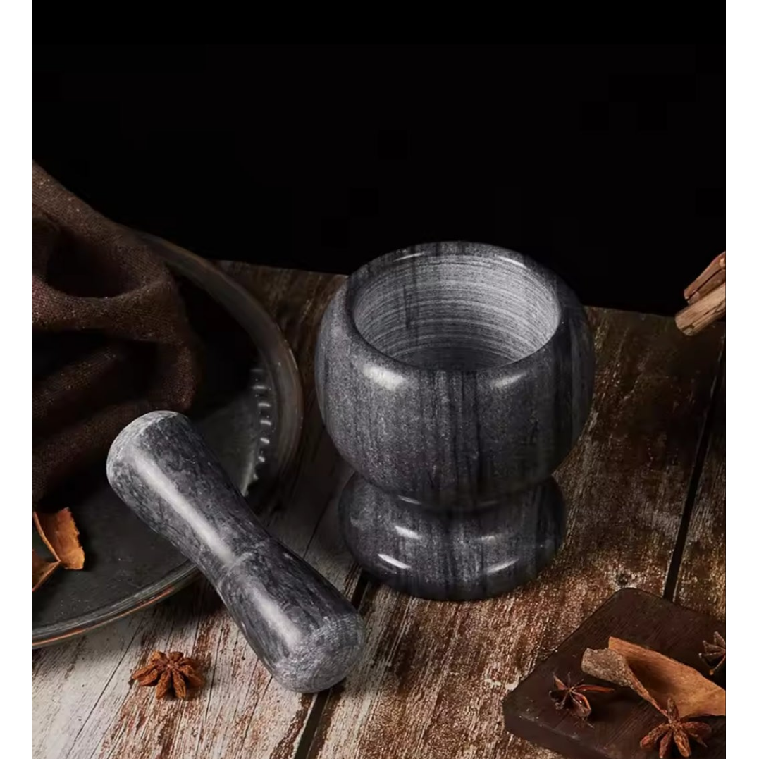 Stone Mortar and Pestle Set for Grinding Herbs and Spices Manually