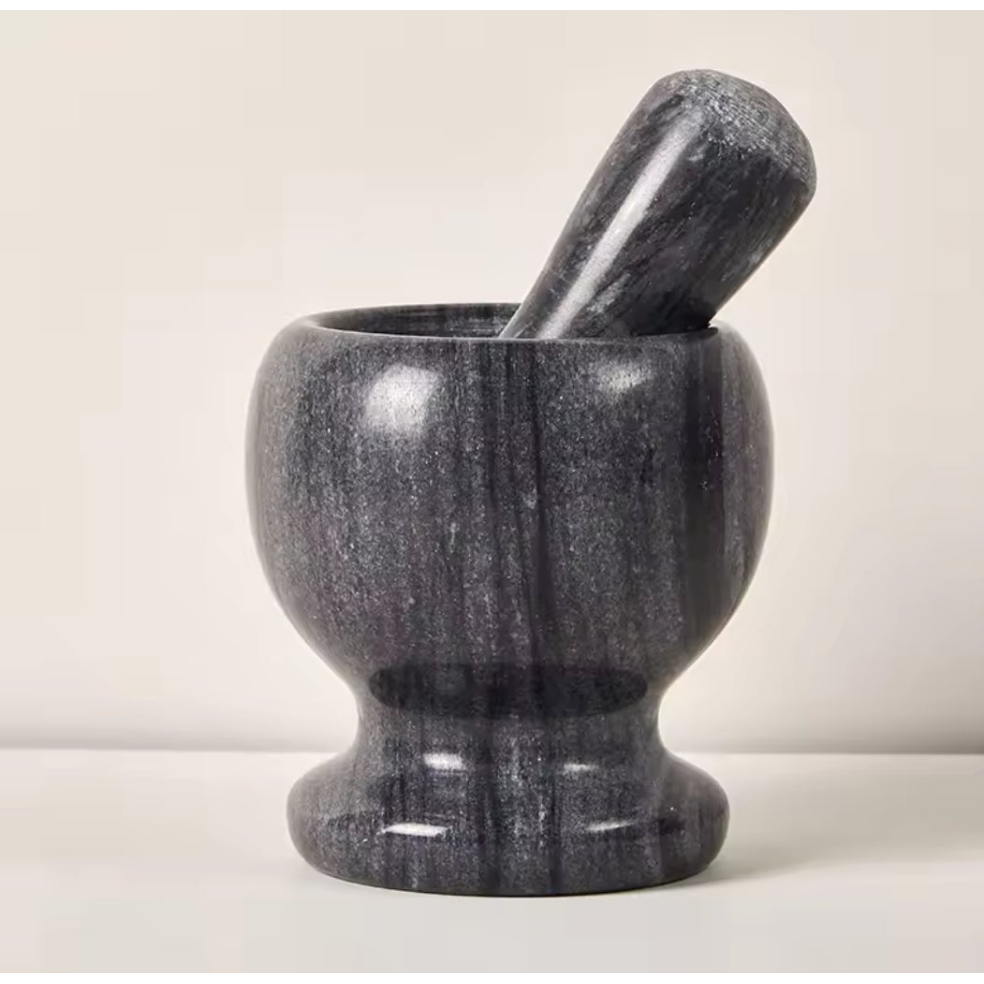 Stone Mortar and Pestle Set for Grinding Herbs and Spices Manually