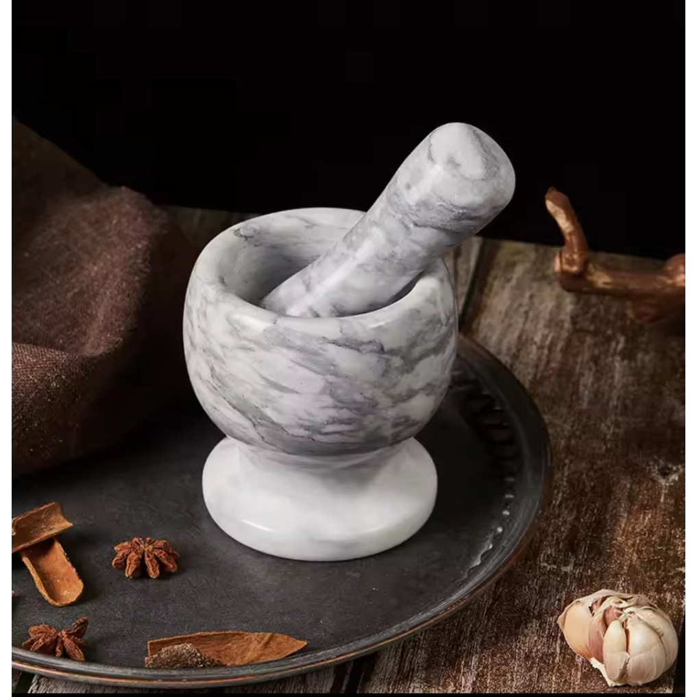 Stone Mortar and Pestle Set for Grinding Herbs and Spices Manually