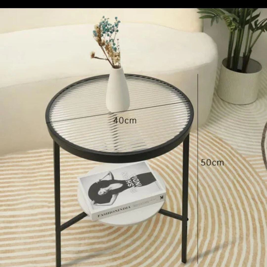 Stone Plate Side Table Living Room Simple Mobile Corner Table Sofa round Glass Mini Side Table Creative Small Coffee Table size 40*50
