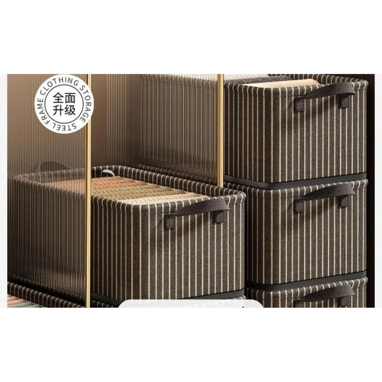 Striped Foldable Closet Organizer Box – Black & White | 47×28×20cm