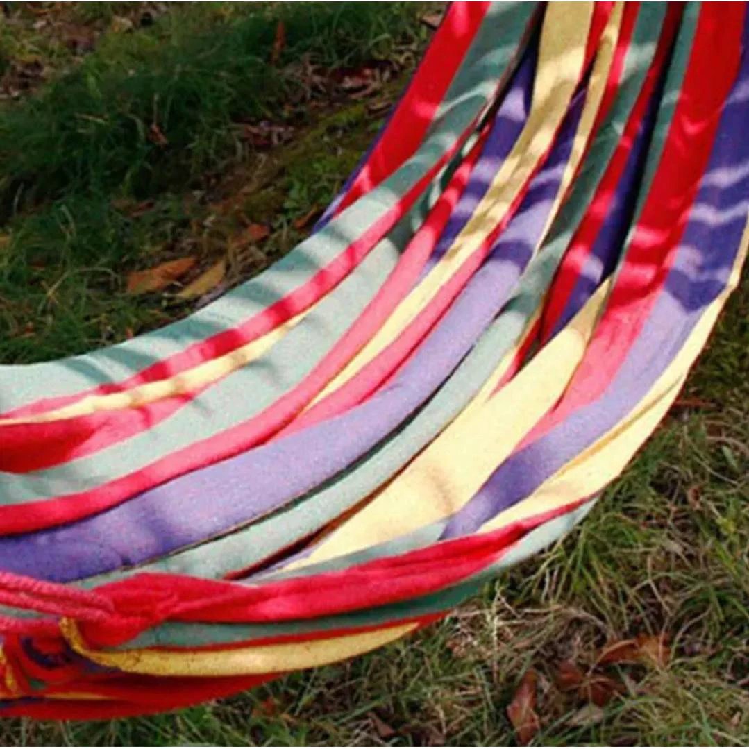 Stripped Outdoor Hammock Heavy Load Bearing, 2 Person Capacity for Camping, Backyard, and Travel Outdoor Hammocks