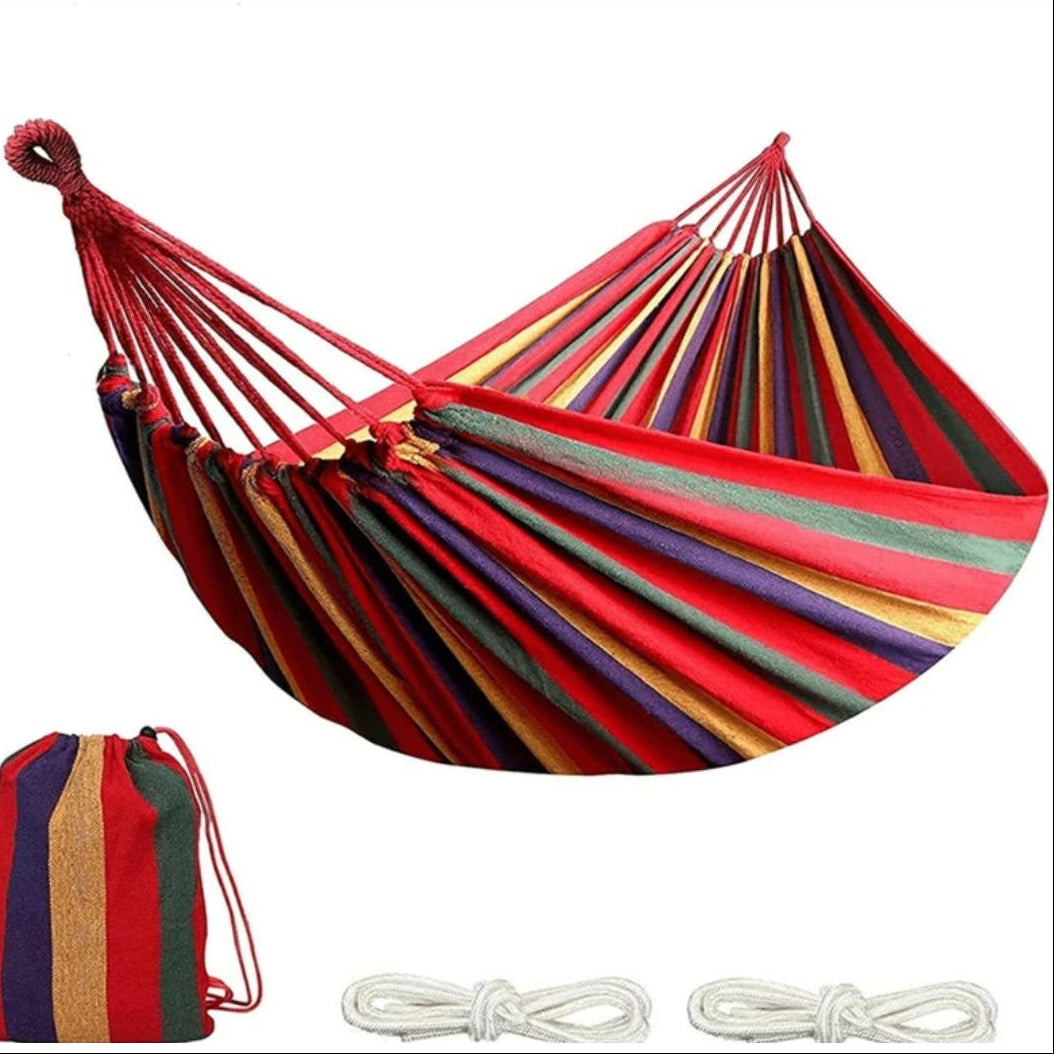 Stripped Outdoor Hammock Heavy Load Bearing, 2 Person Capacity for Camping, Backyard, and Travel