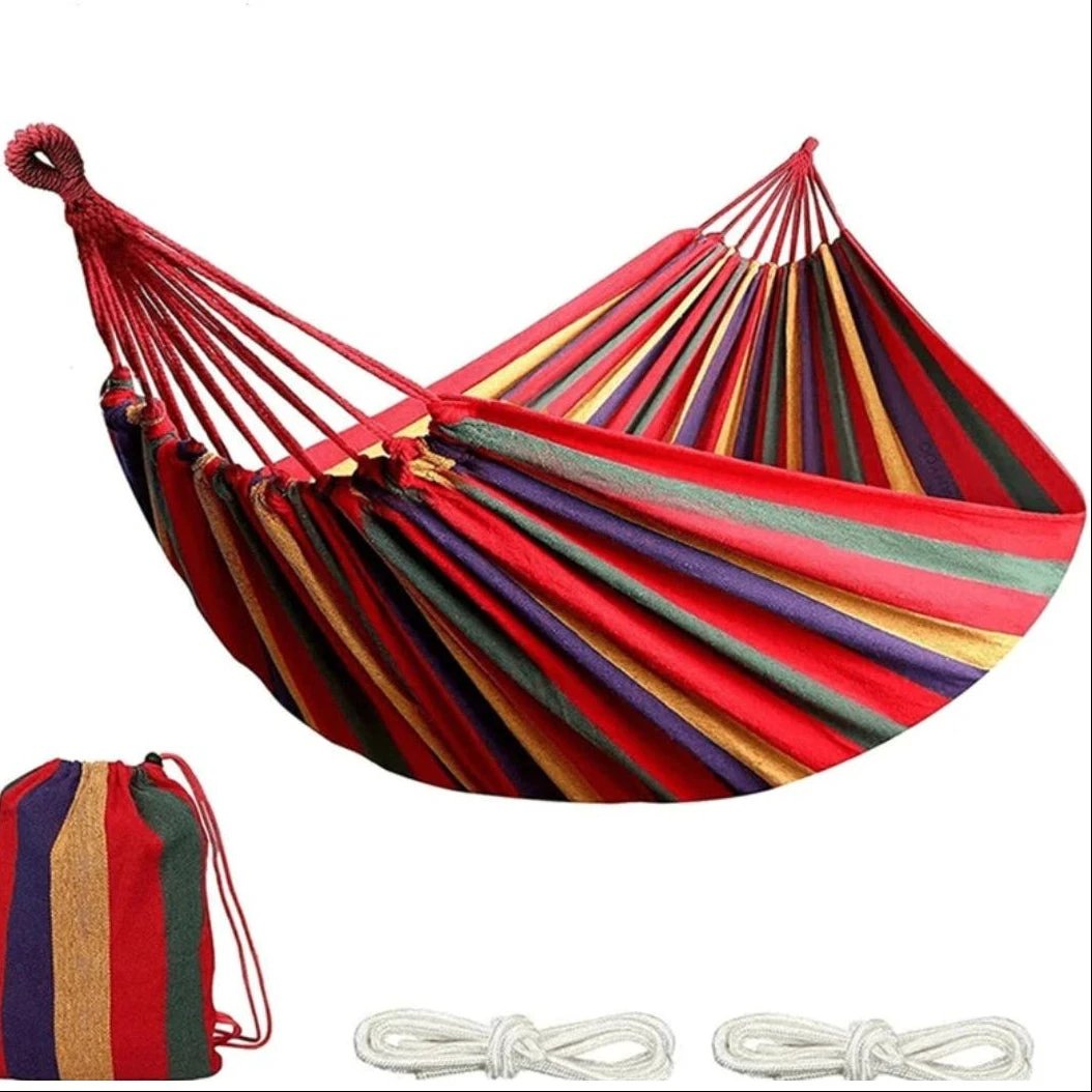 Stripped Outdoor Hammock Heavy Load Bearing, 2 Person Capacity for Camping, Backyard, and Travel Outdoor Hammocks