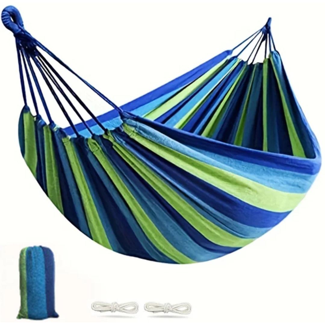 Stripped Outdoor Hammock Heavy Load Bearing, 2 Person Capacity for Camping, Backyard, and Travel