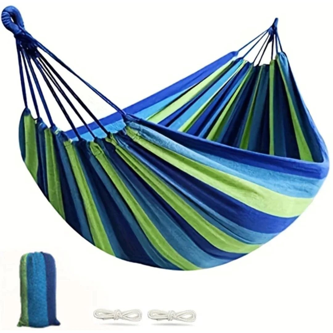Stripped Outdoor Hammock Heavy Load Bearing, 2 Person Capacity for Camping, Backyard, and Travel Outdoor Hammocks
