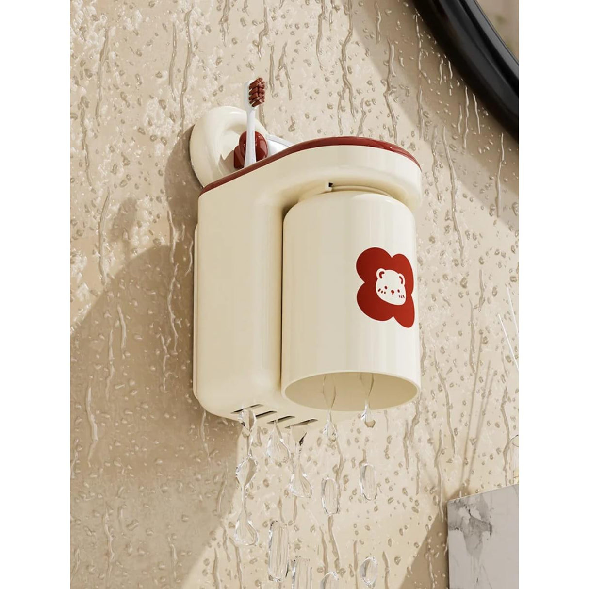 Strong Adhesive Wall Mounted Toothbrush Cup Rack for Modern Bath Spaces