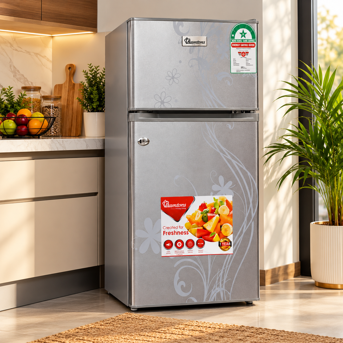 90-Litre Double Door Direct Cool Fridge RF/222, Silver